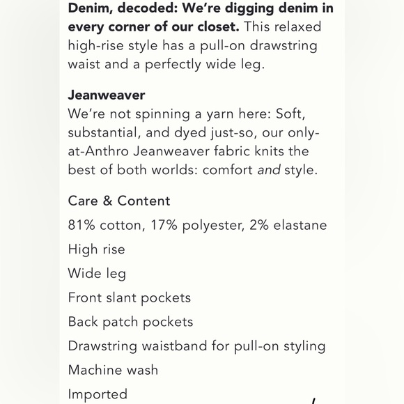 Pilcro Denim Knit Wide Leg Pullon Light Blue Jeans - Picture 4 of 4